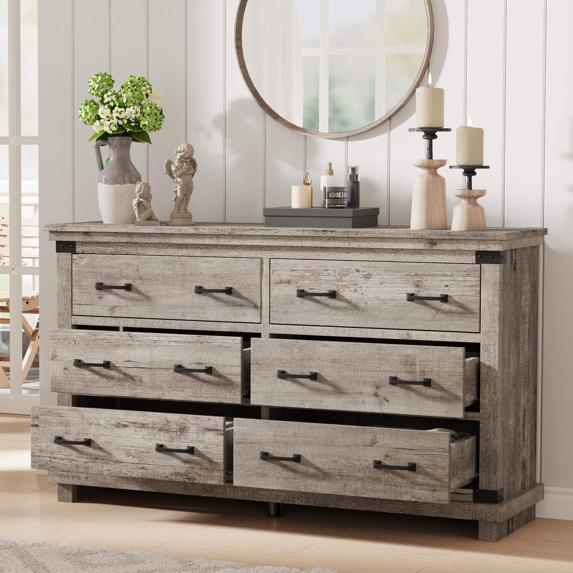 Quin 6-Drawers Dresser Light Grey
