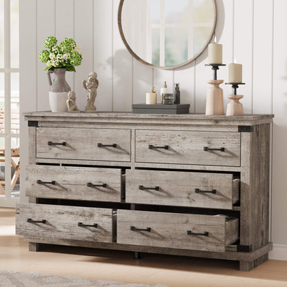 Quin 6-Drawers Dresser Light Grey