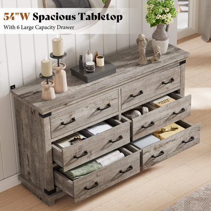 Quin 6-Drawers Dresser Light Grey
