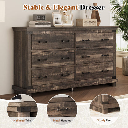 Quin 6-Drawers Dresser Black Oak