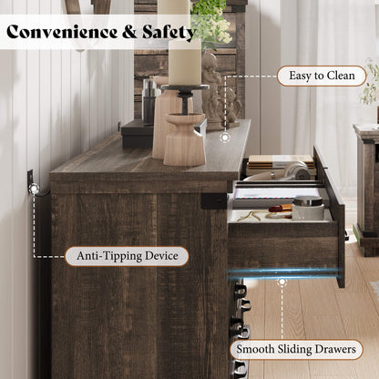 Quin 6-Drawers Dresser Black Oak