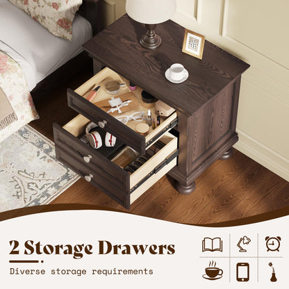 Bobbin Solid Wood Nightstand Amerlife Brown
