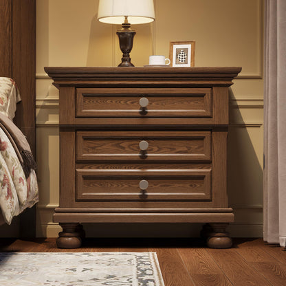 Bobbin Solid Wood Nightstand Amerlife Light Brown