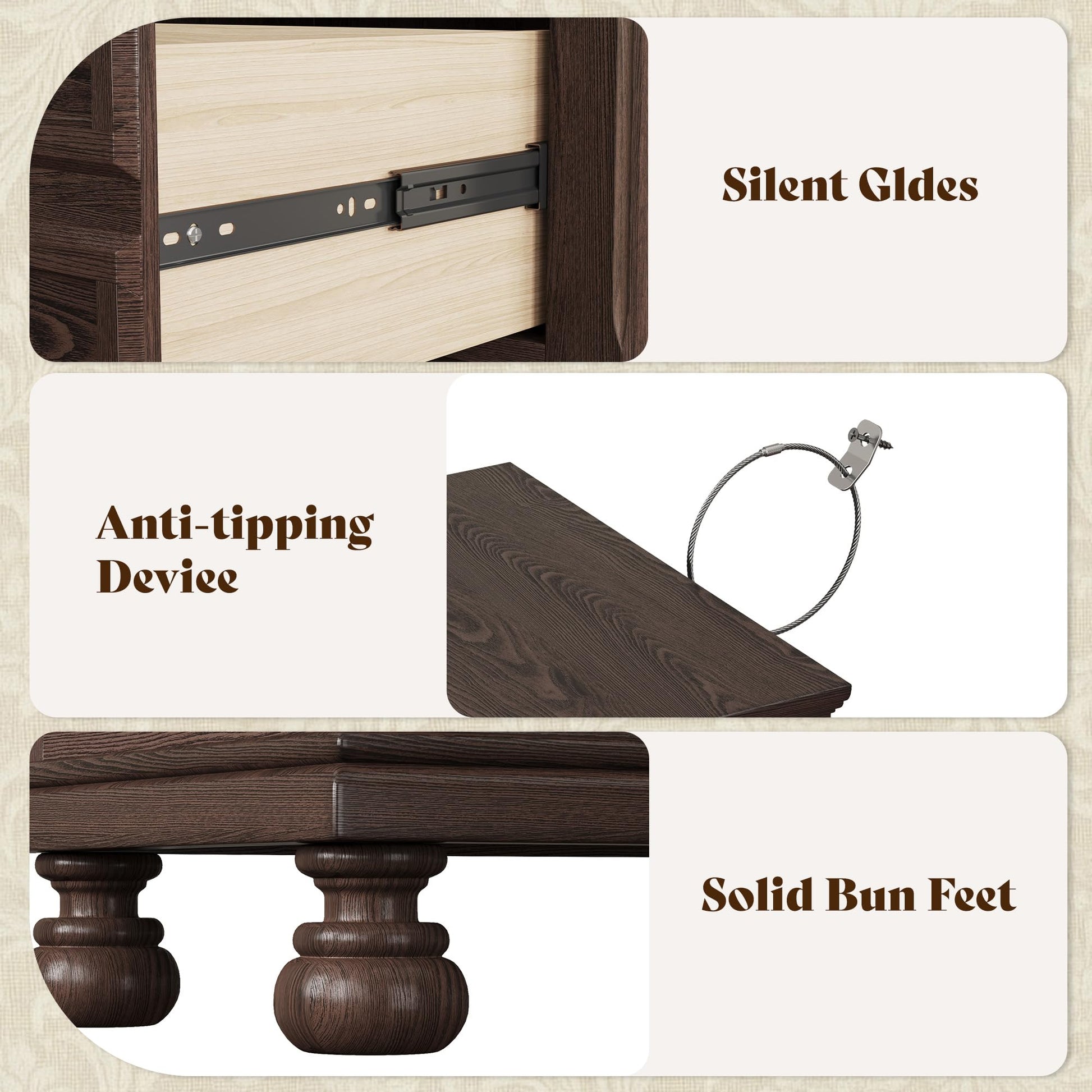 Bobbin Solid Wood Nightstand Amerlife Light Brown