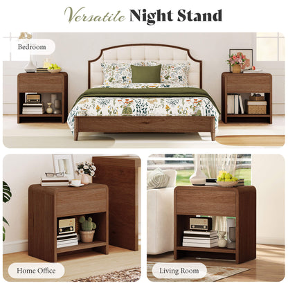 Orbia Nightstand Set with Drawer - WALNUT