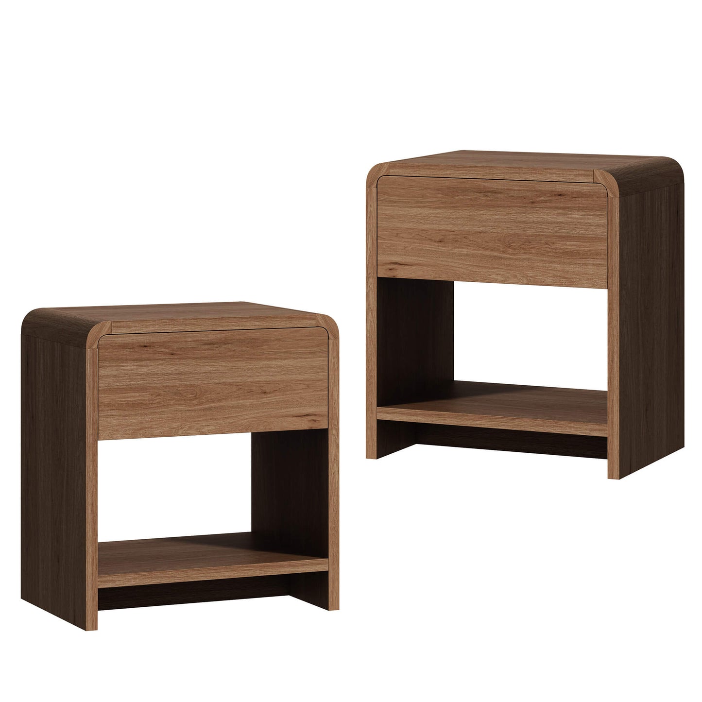 Orbia Nightstand Set with Drawer - WALNUT