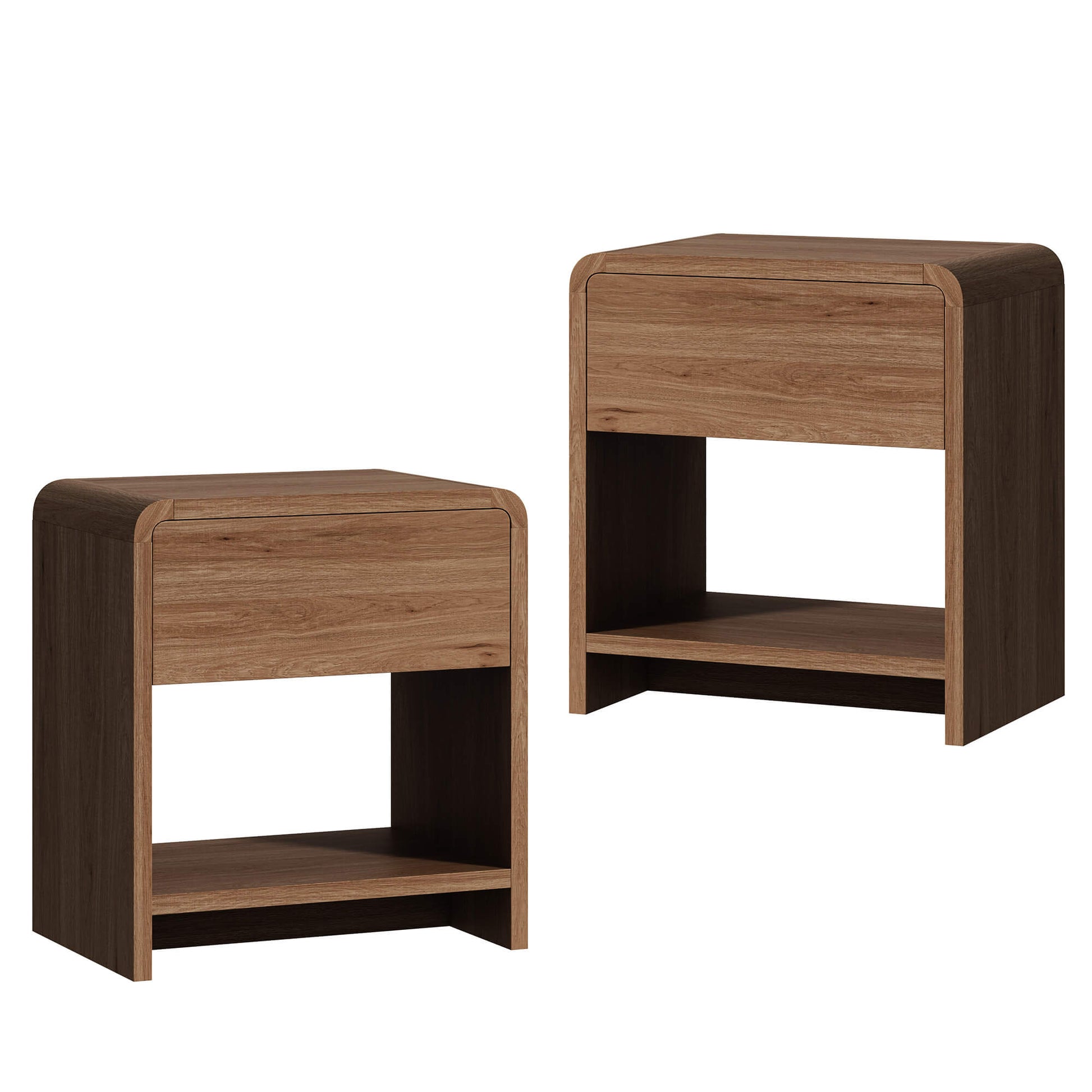Orbia Nightstand Set with Drawer - WALNUT