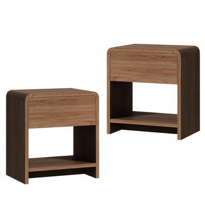 Orbia Nightstand Set with Drawer - WALNUT