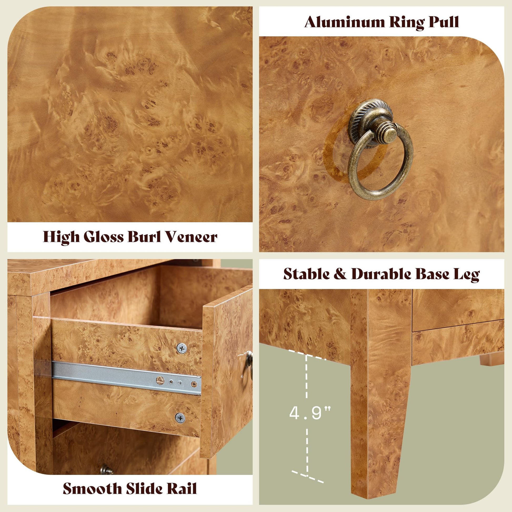 Burl Mid Century Wood Dresser Amerlife