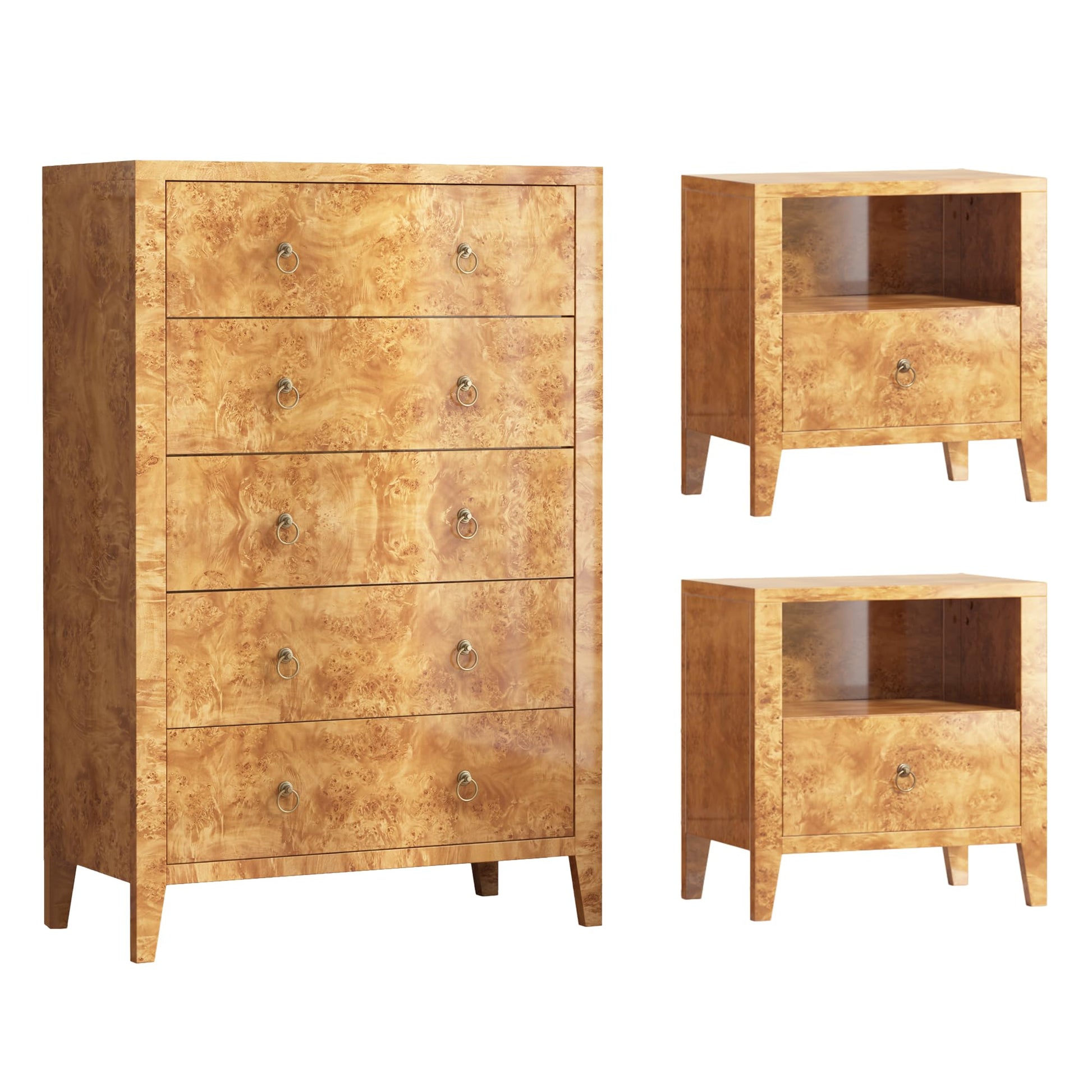 Burl Mid-Century Bedroom Set Amerlife Yellow