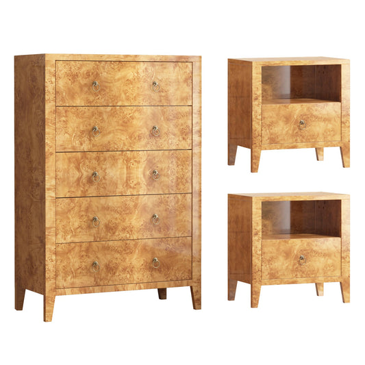 Burl Mid-Century Bedroom Set Amerlife Yellow
