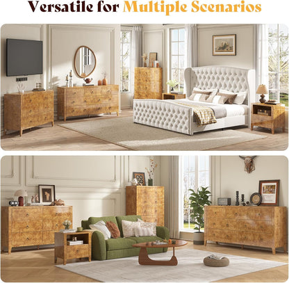 Burl Mid-Century Bedroom Set Amerlife Yellow