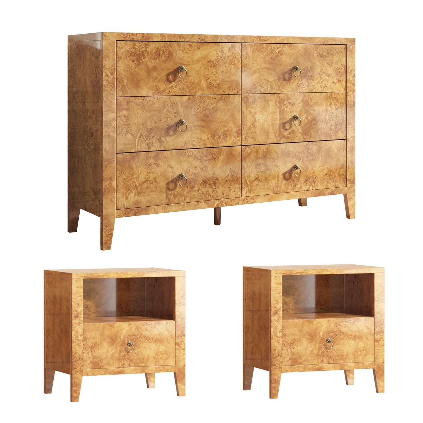Burl High Gloss Storage Set Amerlife Yellow