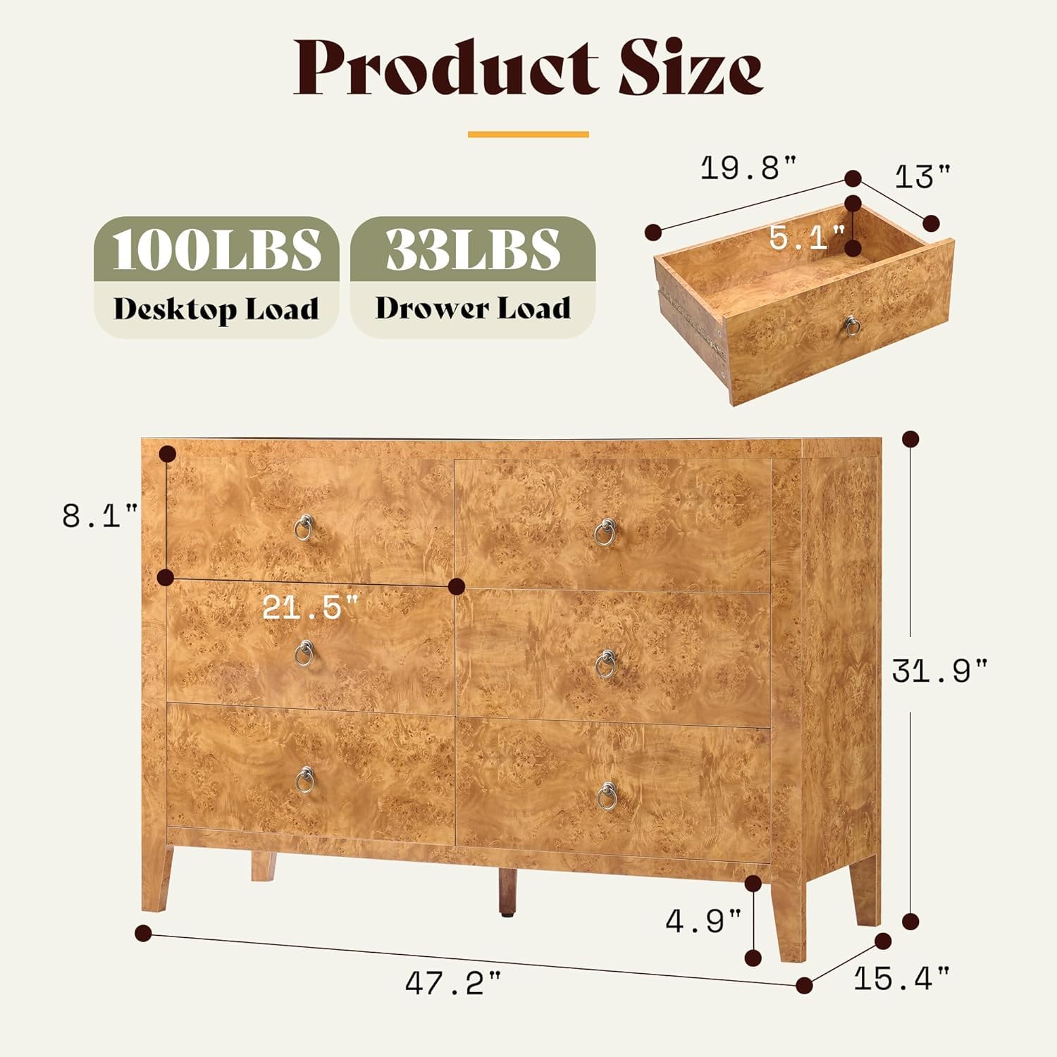 Burl High Gloss Storage Set Amerlife Yellow
