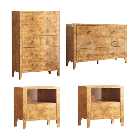 Burl High Gloss Bedroom Set Amerlife  Yellow