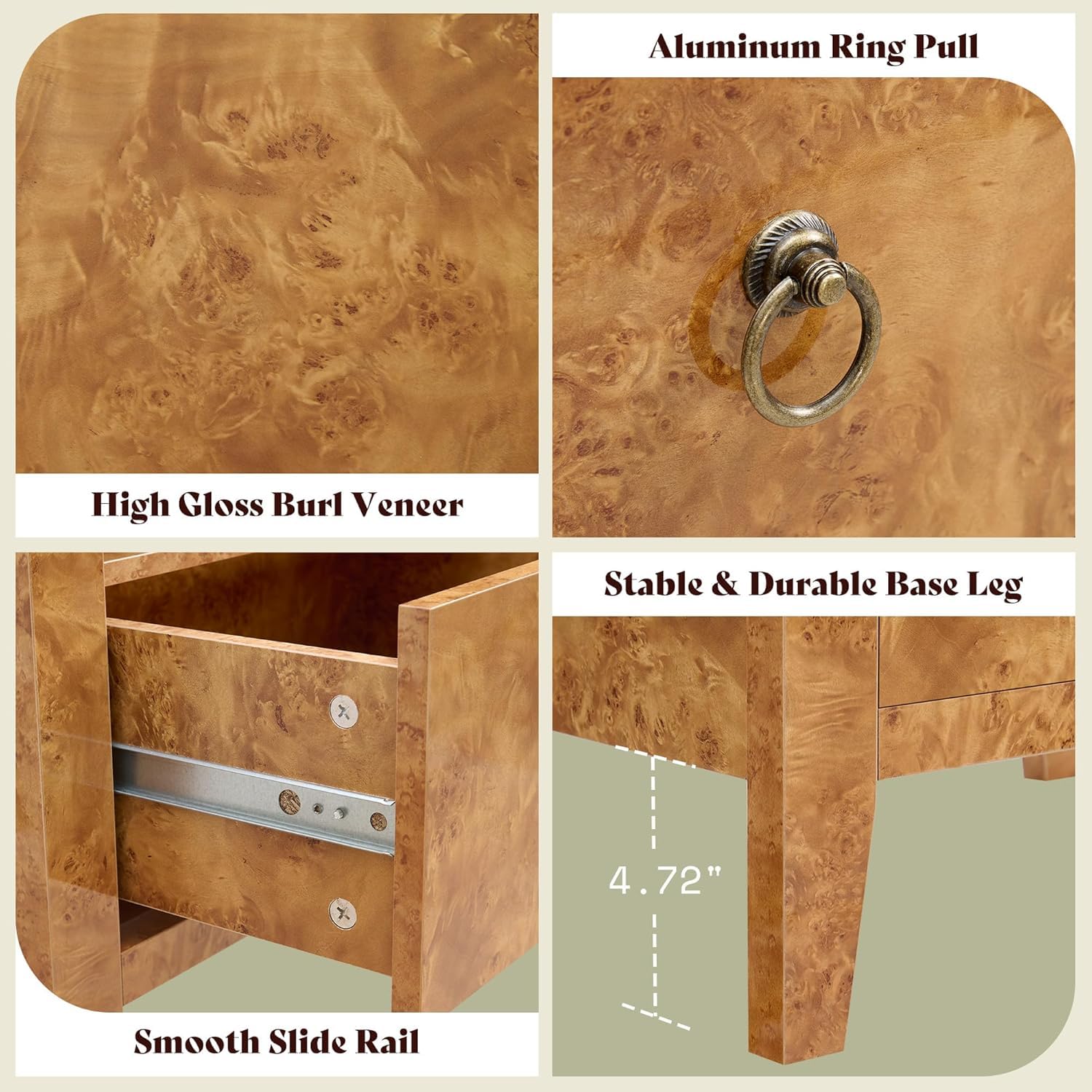 Burl High Gloss Bedroom Set Amerlife Yellow