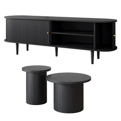 Briar Tambour Living Room Set Amerlife Black / 70"