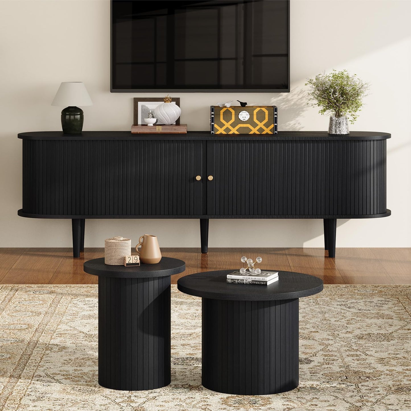 Briar Tambour Living Room Set Amerlife Black / 70"