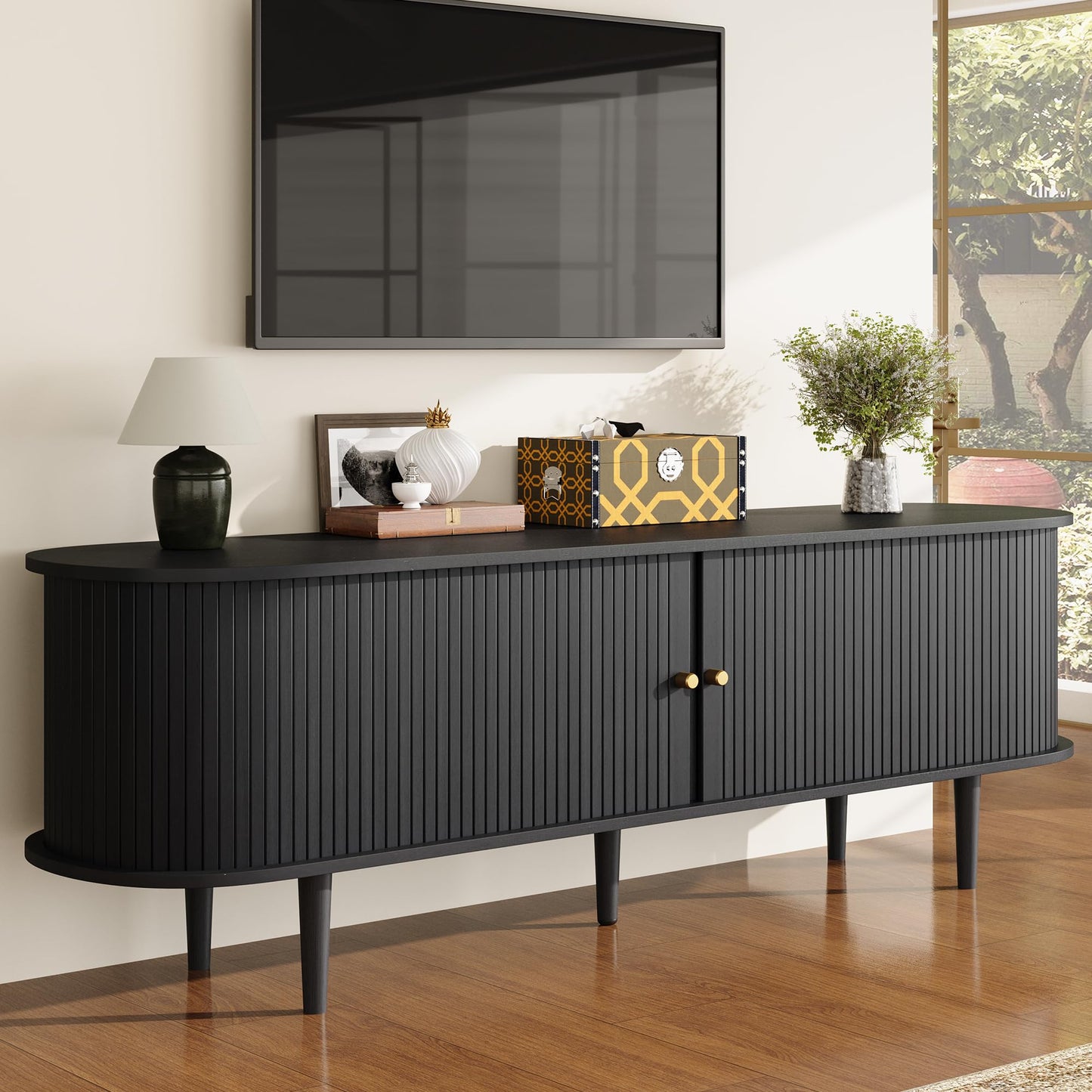Briar Tambour Living Room Set Amerlife Black / 70"