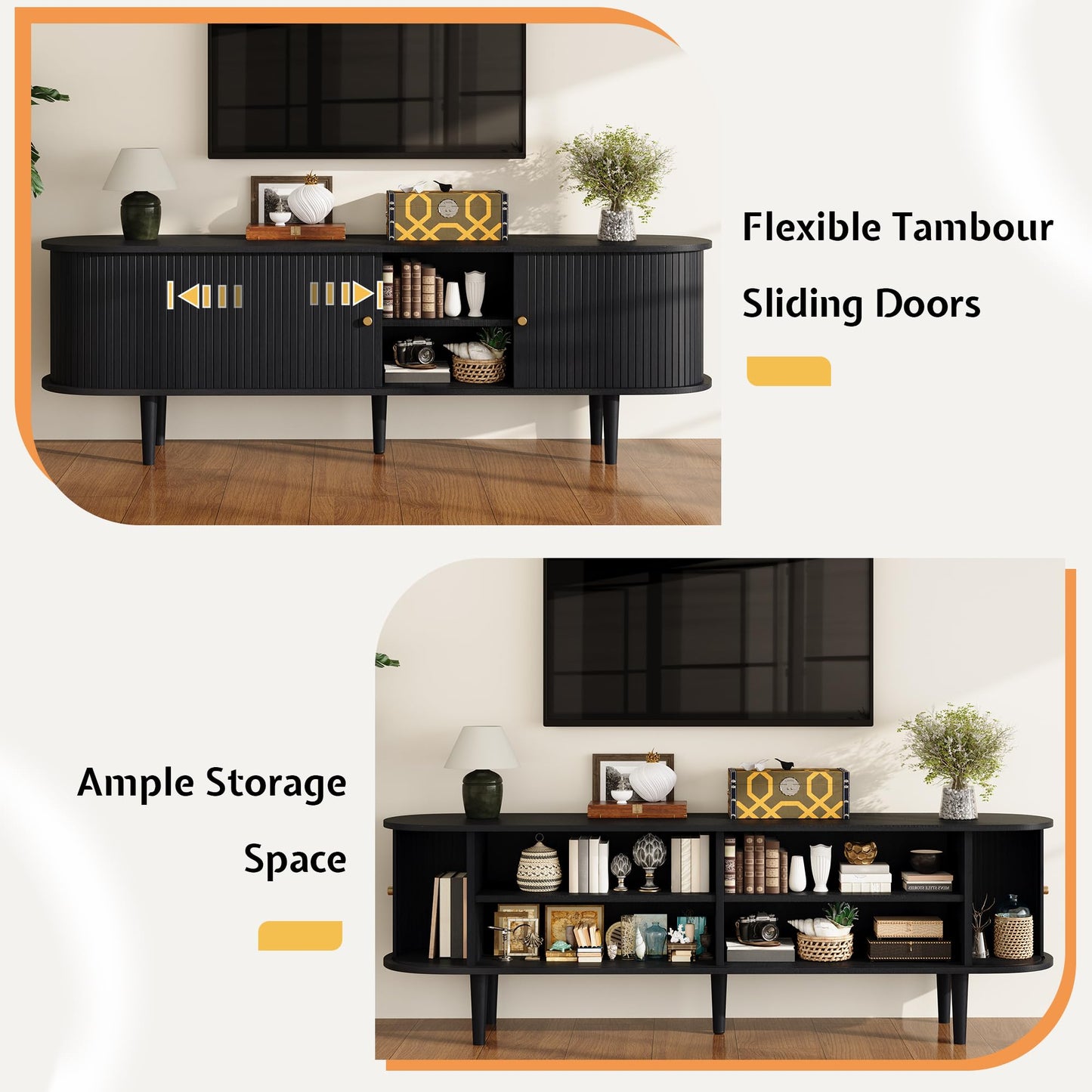 Briar Tambour Living Room Set Amerlife Black / 70"