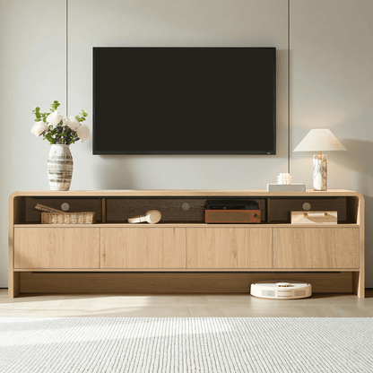 Flat Wood Curved TV Stand-OAK