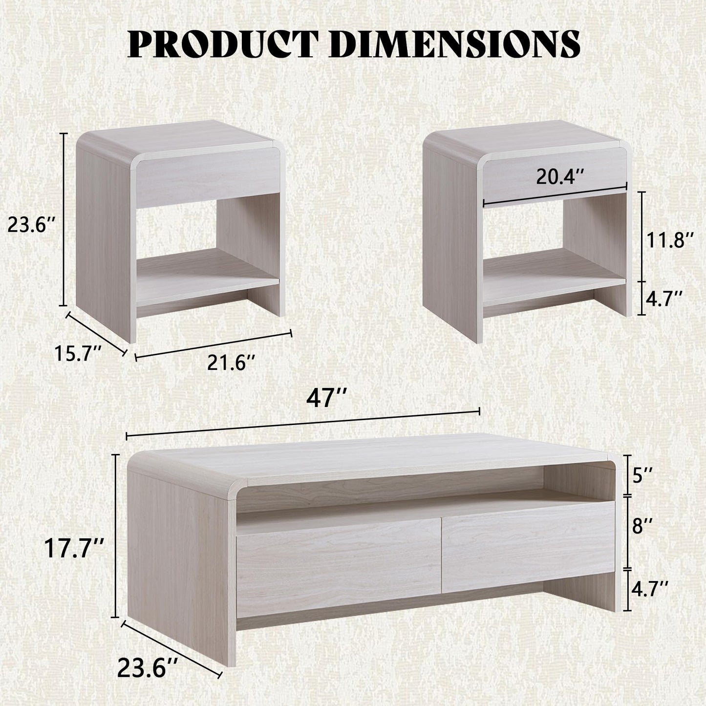 Contemporary Living Room Furniture Set Amerlife White