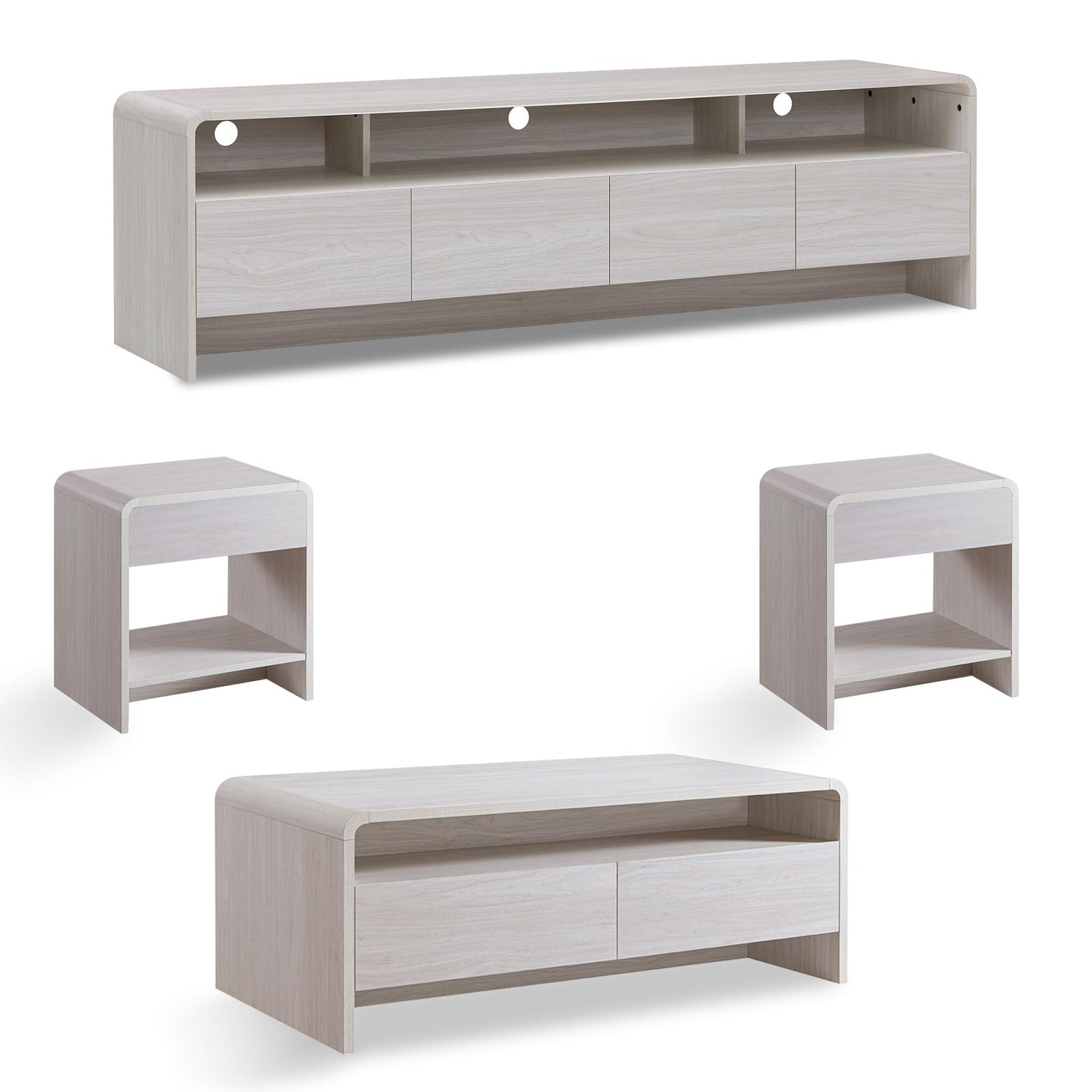 Contemporary Living Room Furniture Set Amerlife White