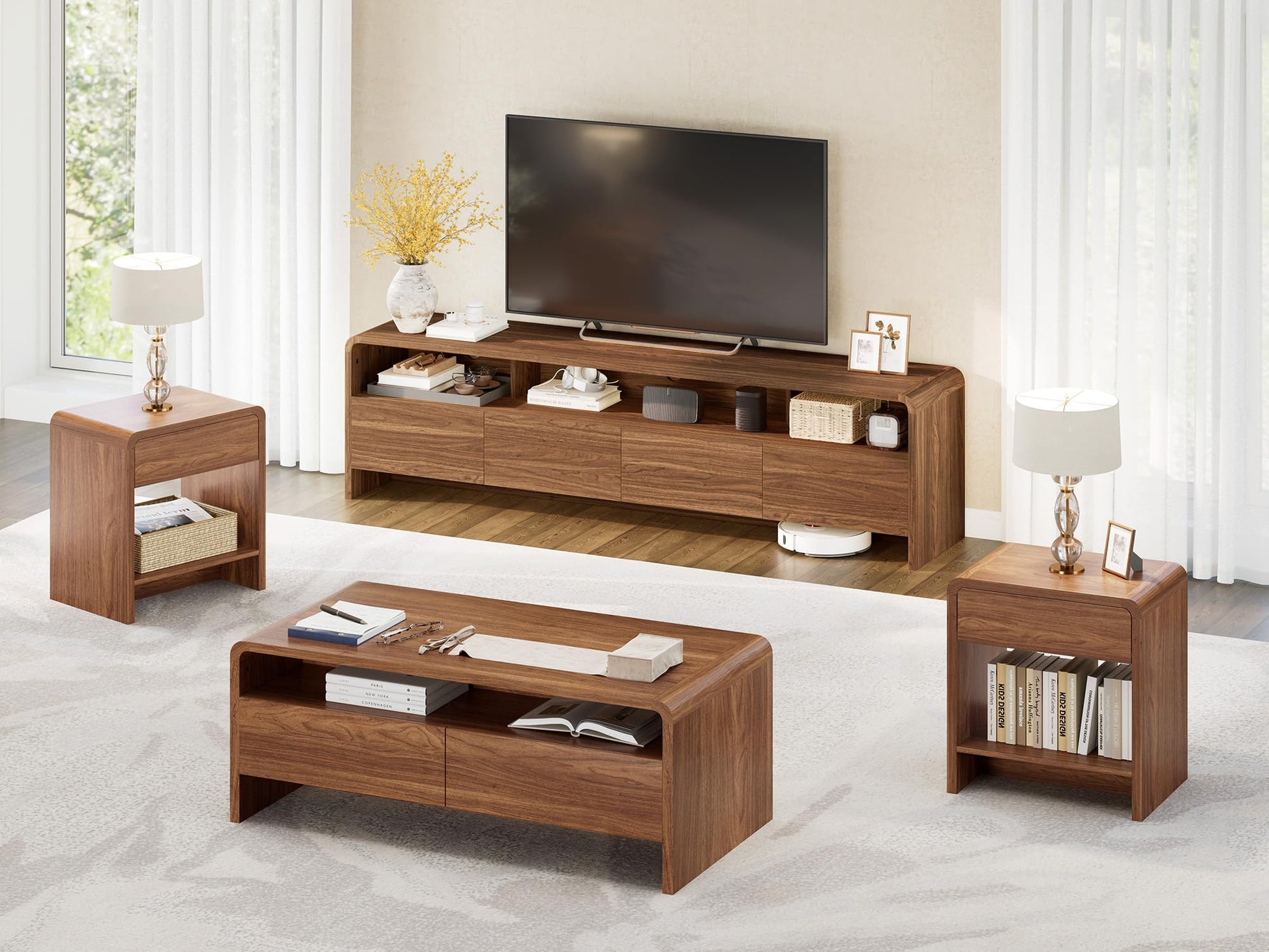Contemporary Living Room Furniture Set Amerlife Brown