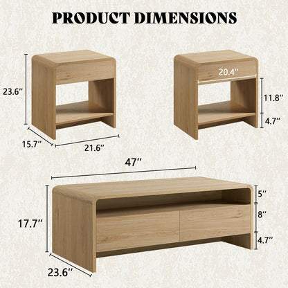 Flat Contemporary Living Room Furniture Set Amerlife Natural Oak