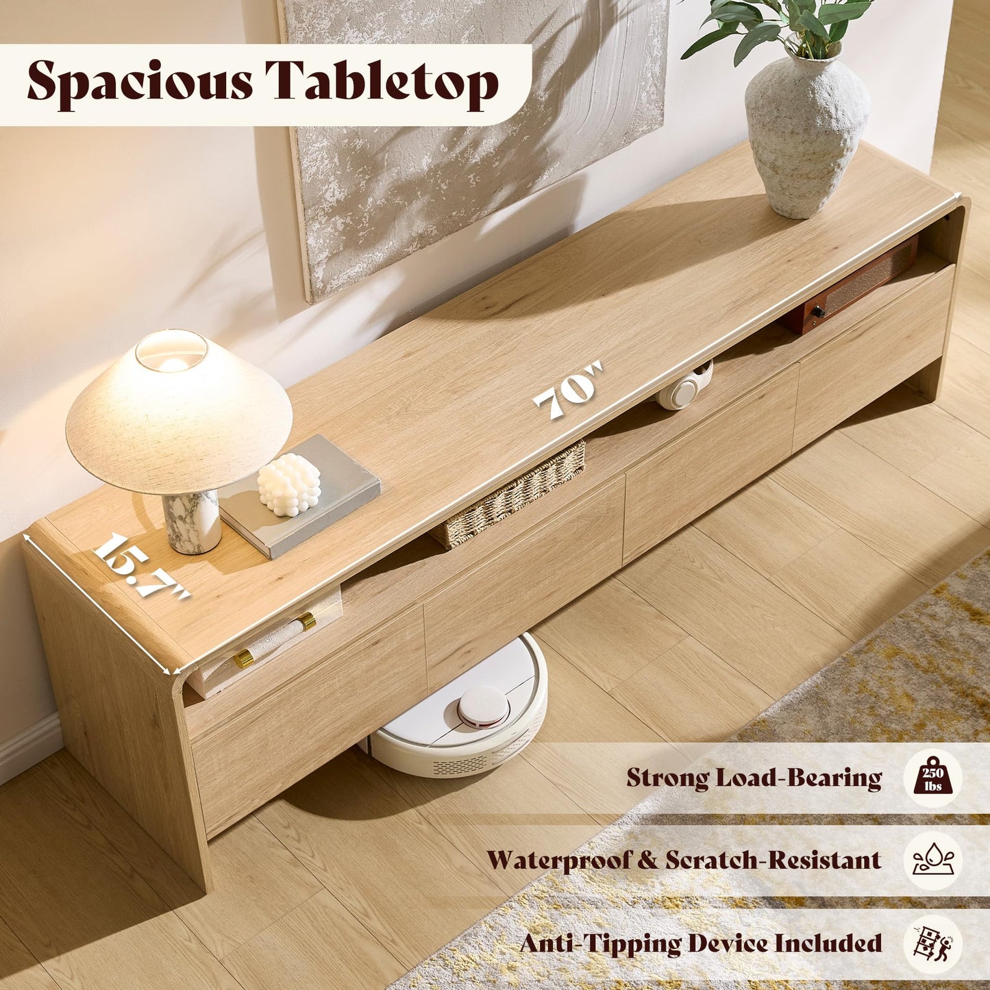 Flat Contemporary Living Room Furniture Set Amerlife Natural Oak