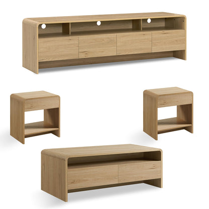 Flat Contemporary Living Room Furniture Set Amerlife Natural Oak