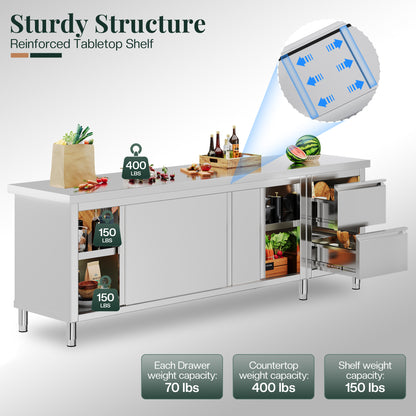 Stainless Steel Work Cabinet Amerlife 