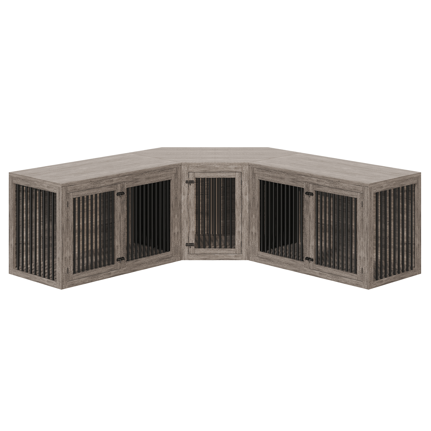 Quadro 3-in-1 Corner Dog Crate Amerlife Extra large (119") / Rustic Gray