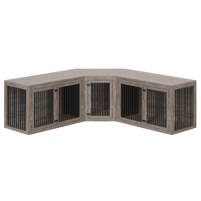 Quadro 3-in-1 Corner Dog Crate Amerlife Extra large (119") / Rustic Gray
