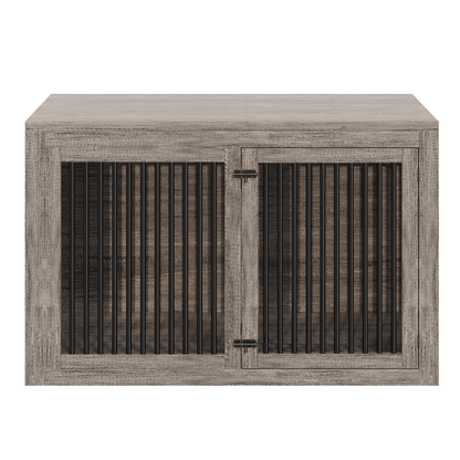 Quadro 3-in-1 Corner Dog Crate Amerlife Right (41") / Rustic Gray