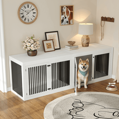 Quadro 3-in-1 Corner Dog Crate Amerlife Left (41") / White