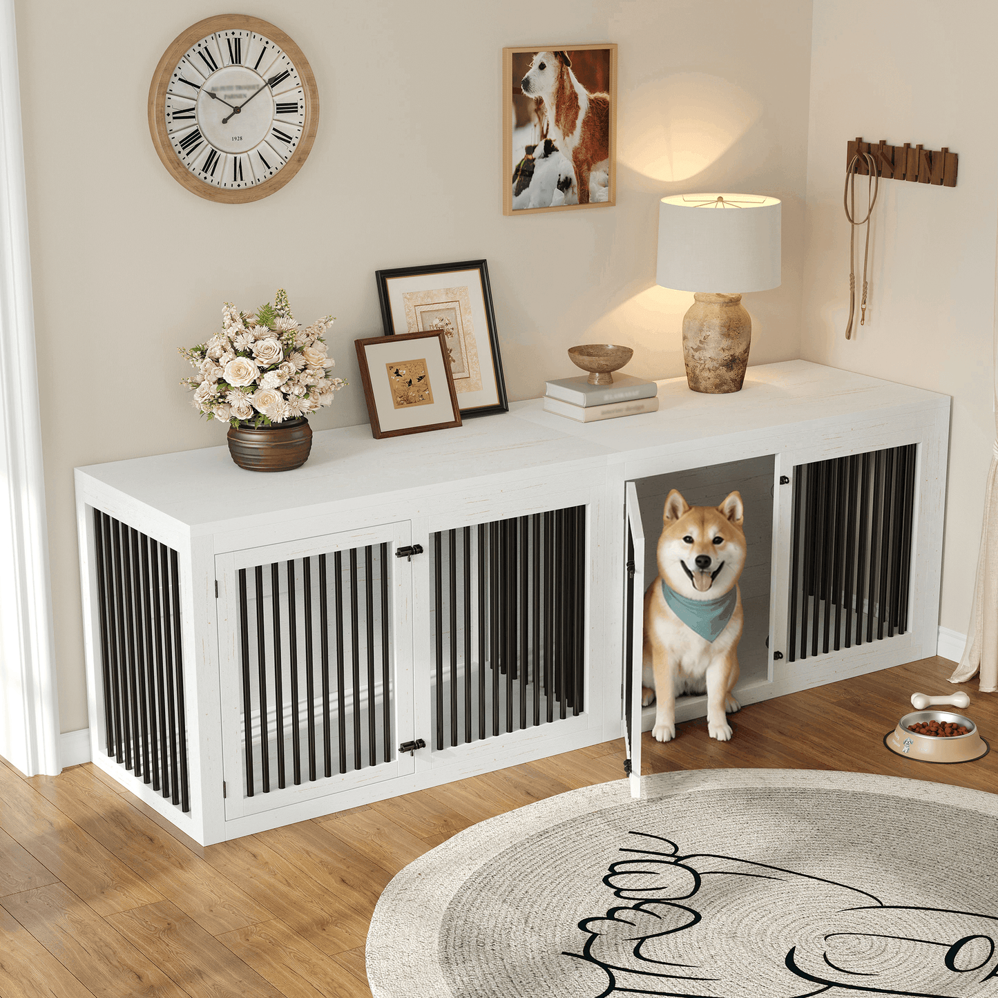 Quadro 3-in-1 Corner Dog Crate Amerlife Right (41") / White