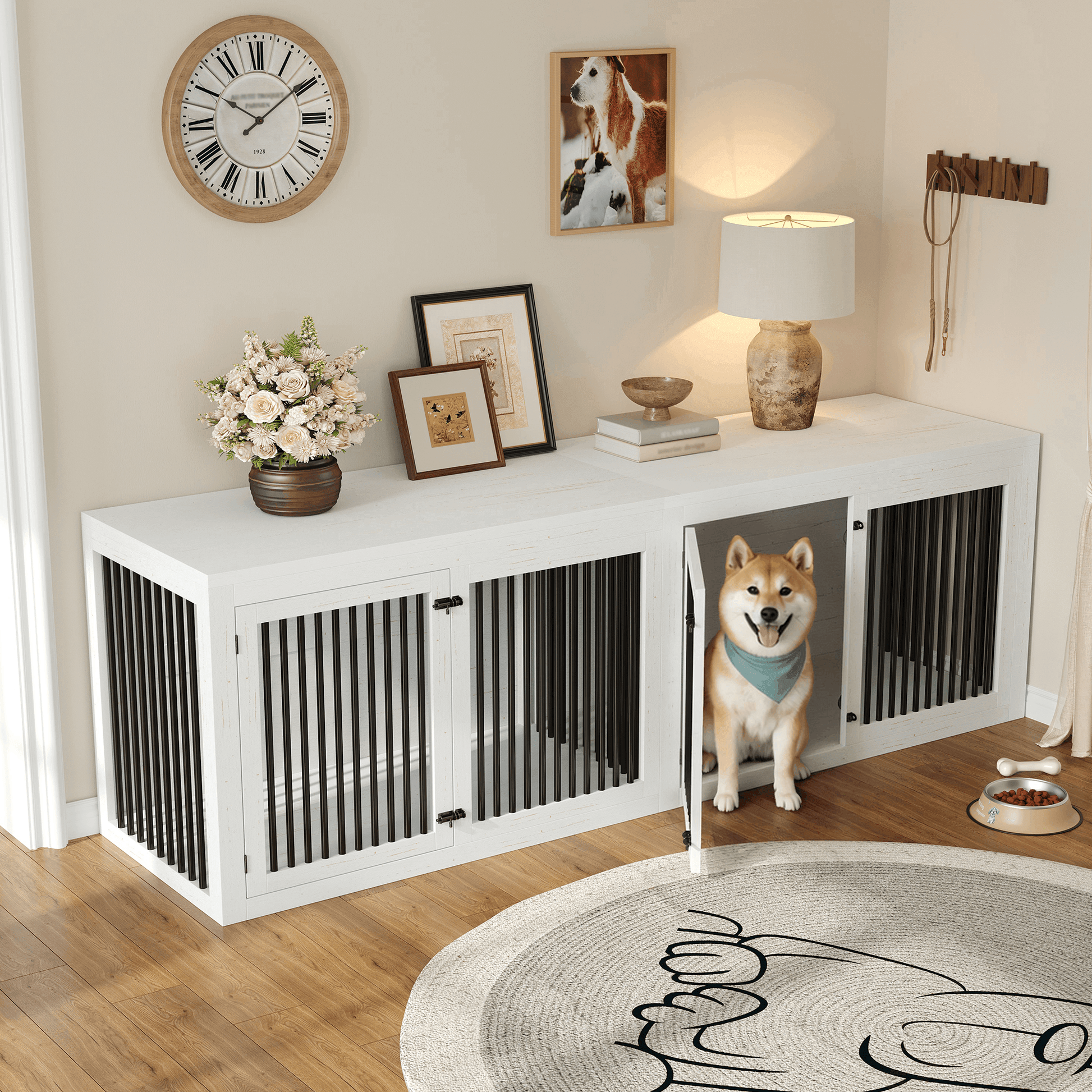Quadro 3-in-1 Corner Dog Crate Amerlife Right (41") / White