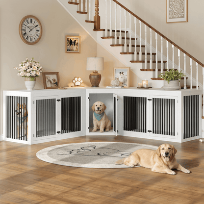 Quadro 3-in-1 Corner Dog Crate Amerlife Extra large (119") / White