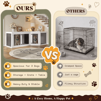 Quadro 3-in-1 Corner Dog Crate Amerlife Corner (53") / White