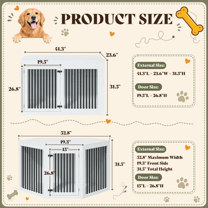 Quadro 3-in-1 Corner Dog Crate Amerlife Right (41") / White