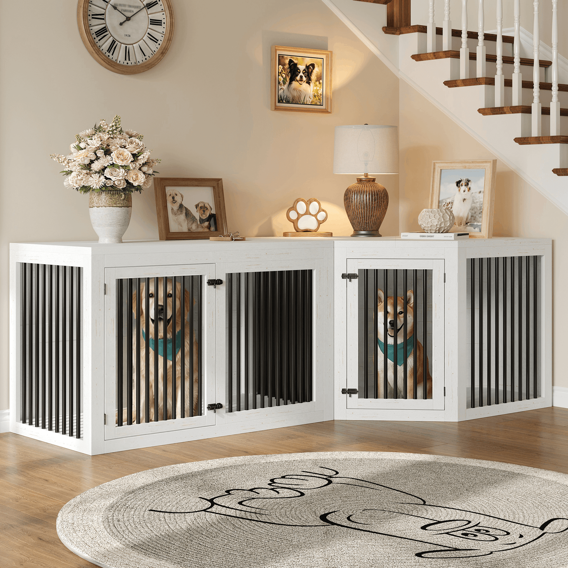 Quadro 3-in-1 Corner Dog Crate Amerlife Corner (53") / White