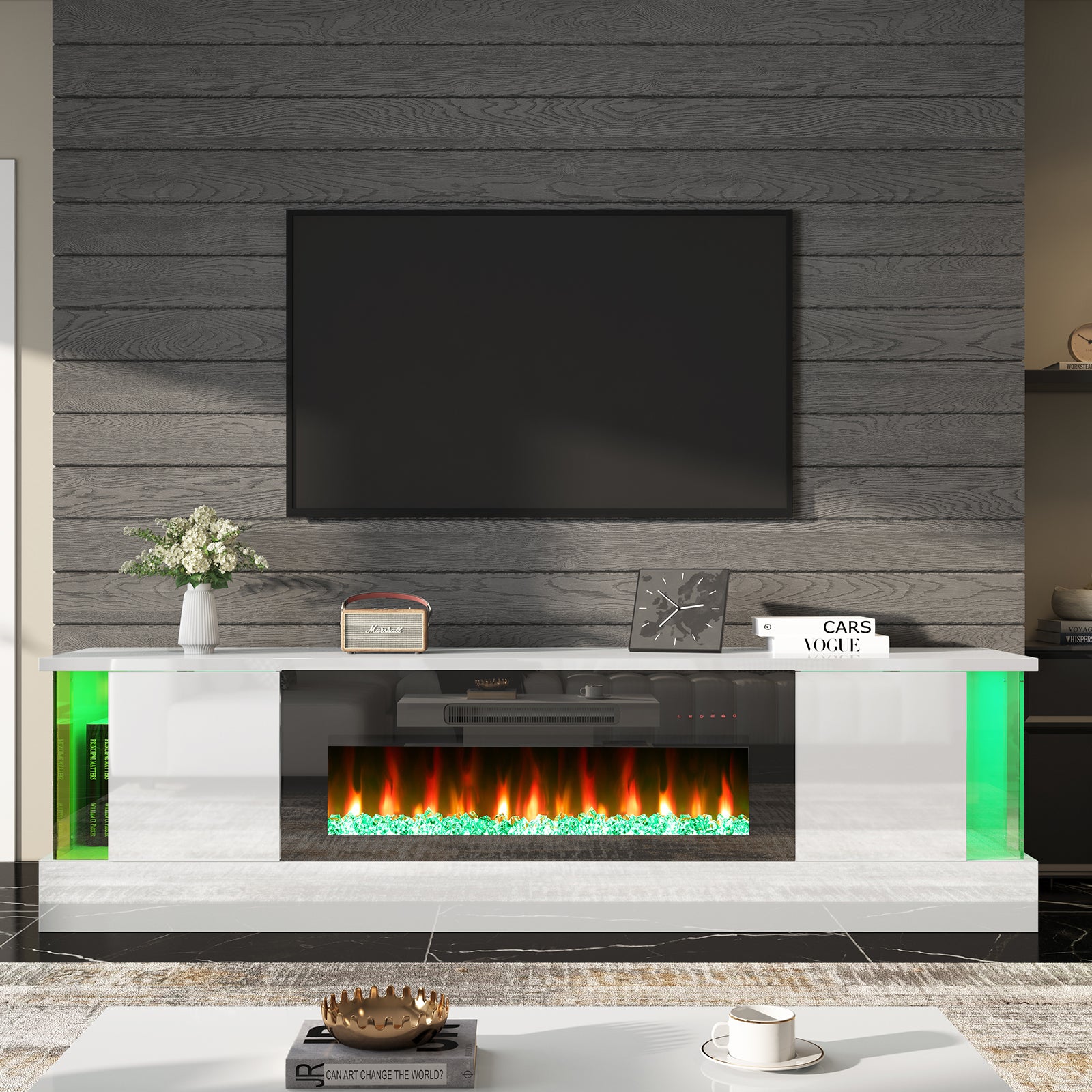 Callisto70FireplaceTVStand white