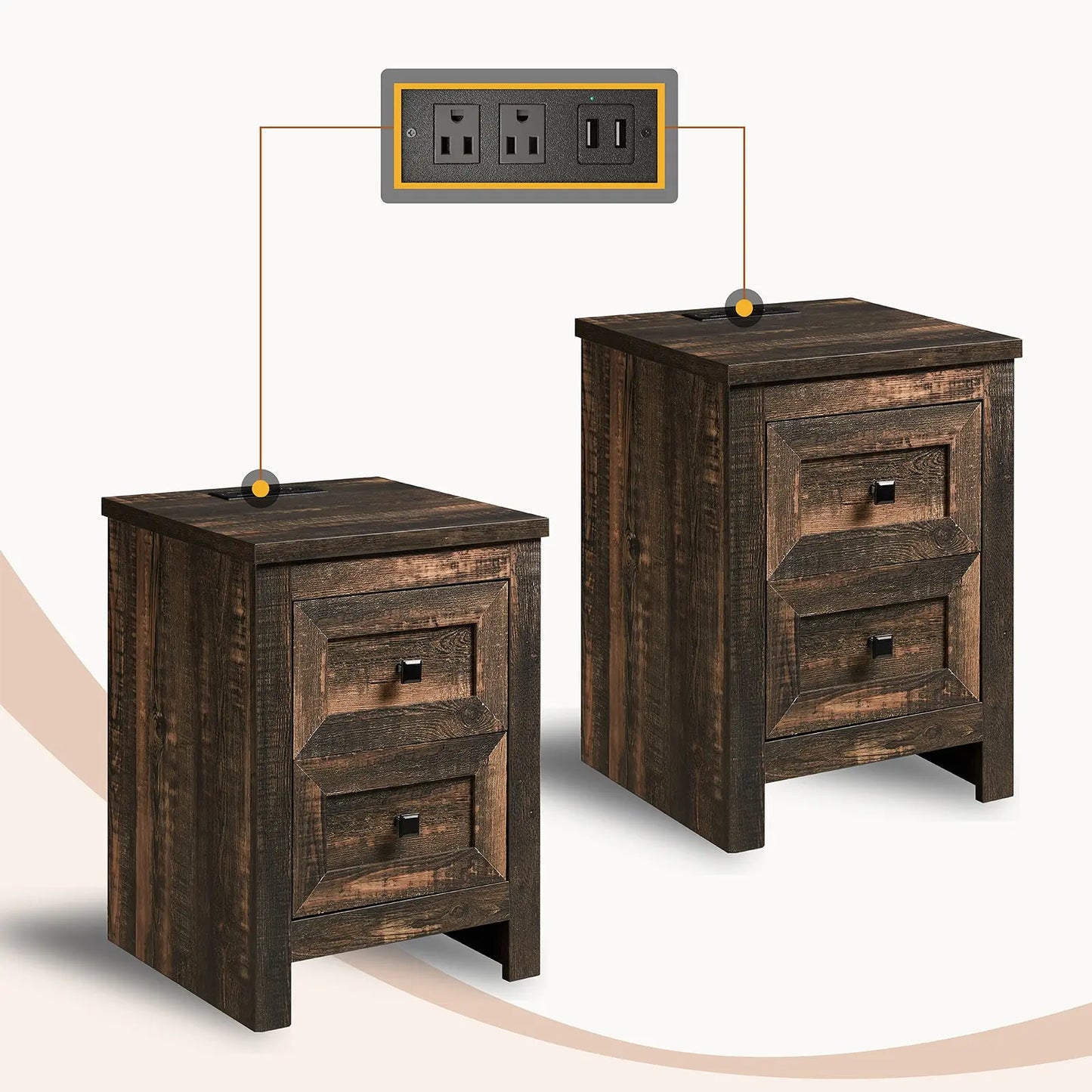 King / Two-piece Set A / Distressed White & Dark Oak