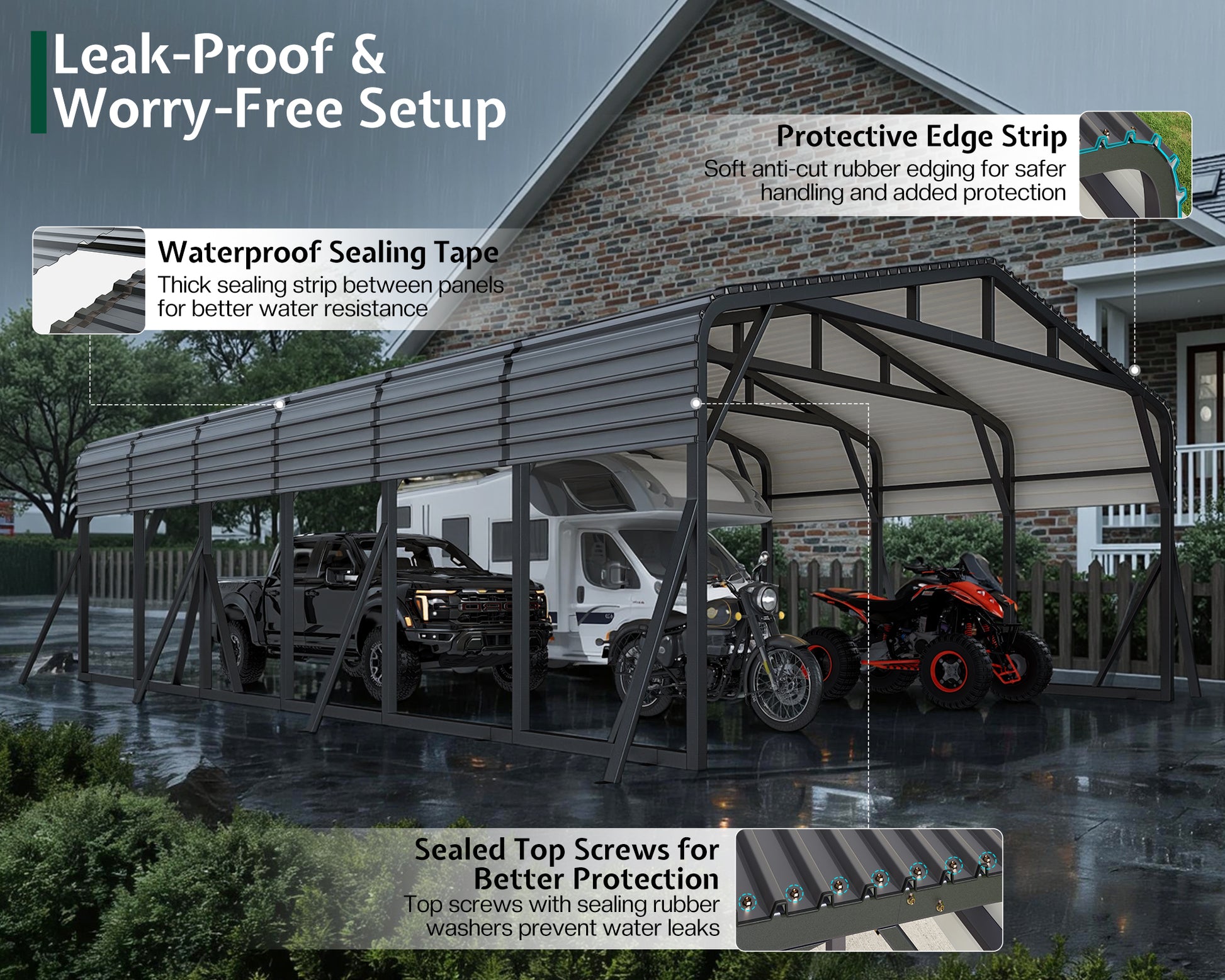 Extra Large Heavy Duty Metal Carport Amerlife 20x30 FT 