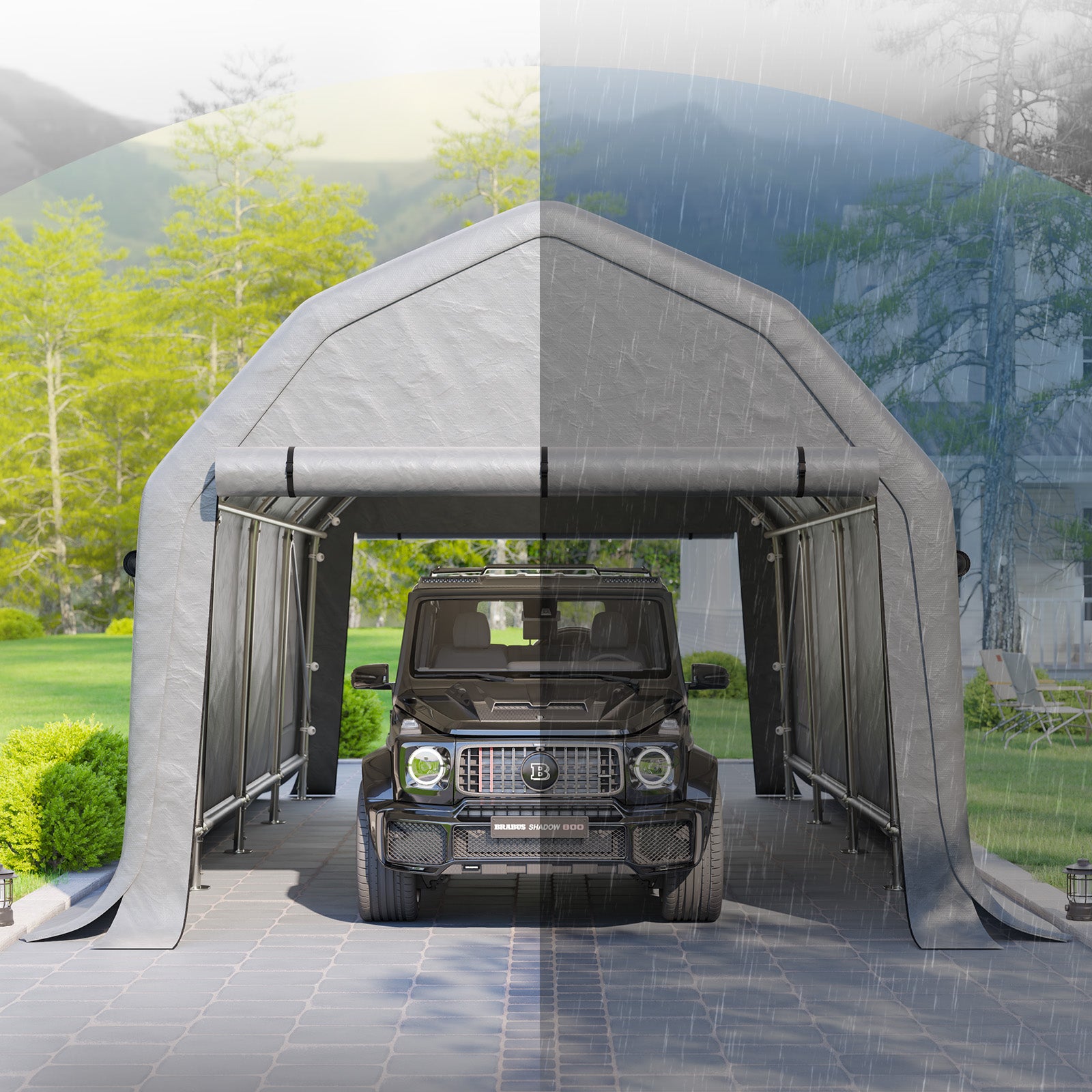 garage tent Solcor Portable Carport Shed Waterproof Portable Garage Roll-up Window Door Portable Carport Shed