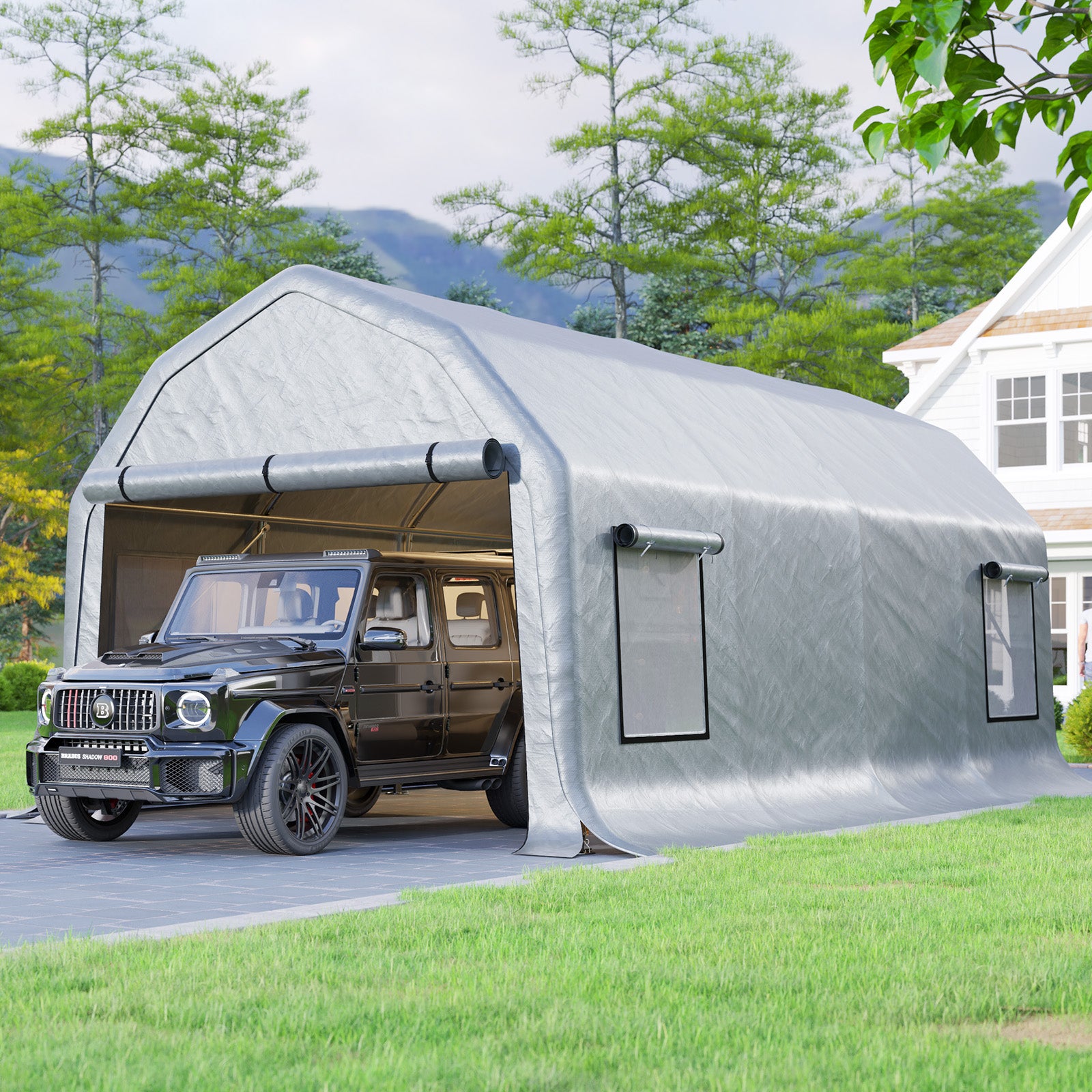 Solcor Portable Carport Shed Waterproof Portable Garage Roll-up Window Door Portable Carport Shed