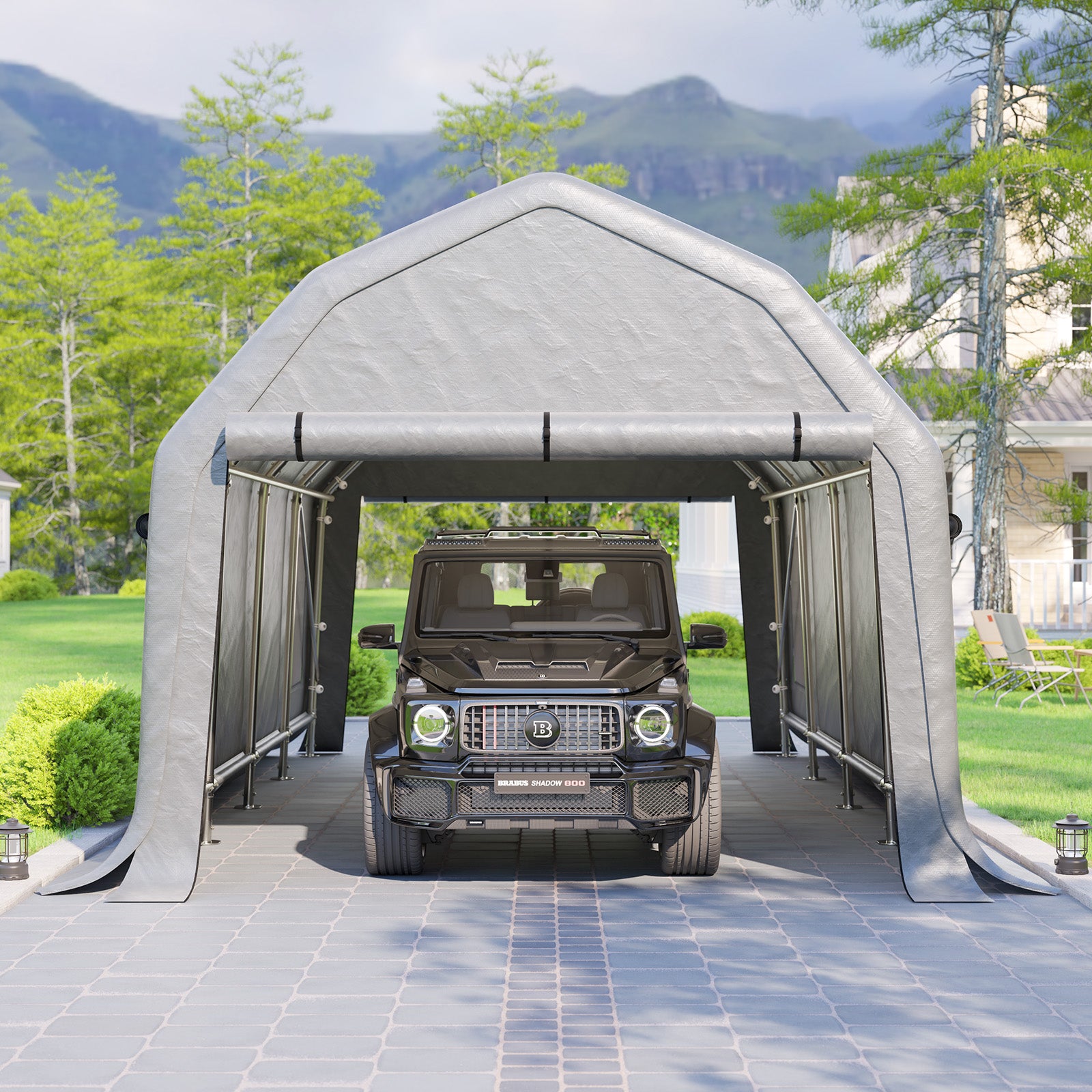 portable garage tent Solcor Portable Carport Shed Waterproof Portable Garage Roll-up Window Door Portable Carport Shed