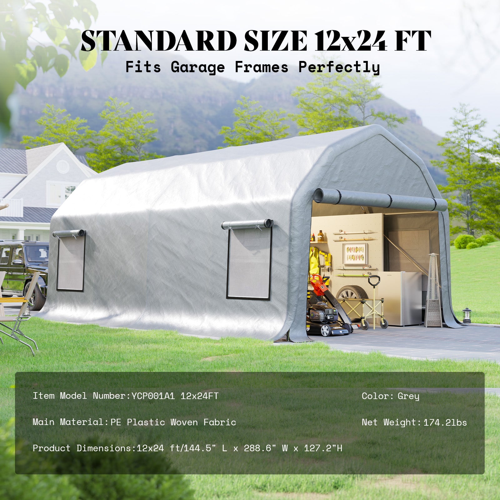 tent carport garage Solcor Portable Carport Shed Waterproof Portable Garage Roll-up Window Door Portable Carport Shed