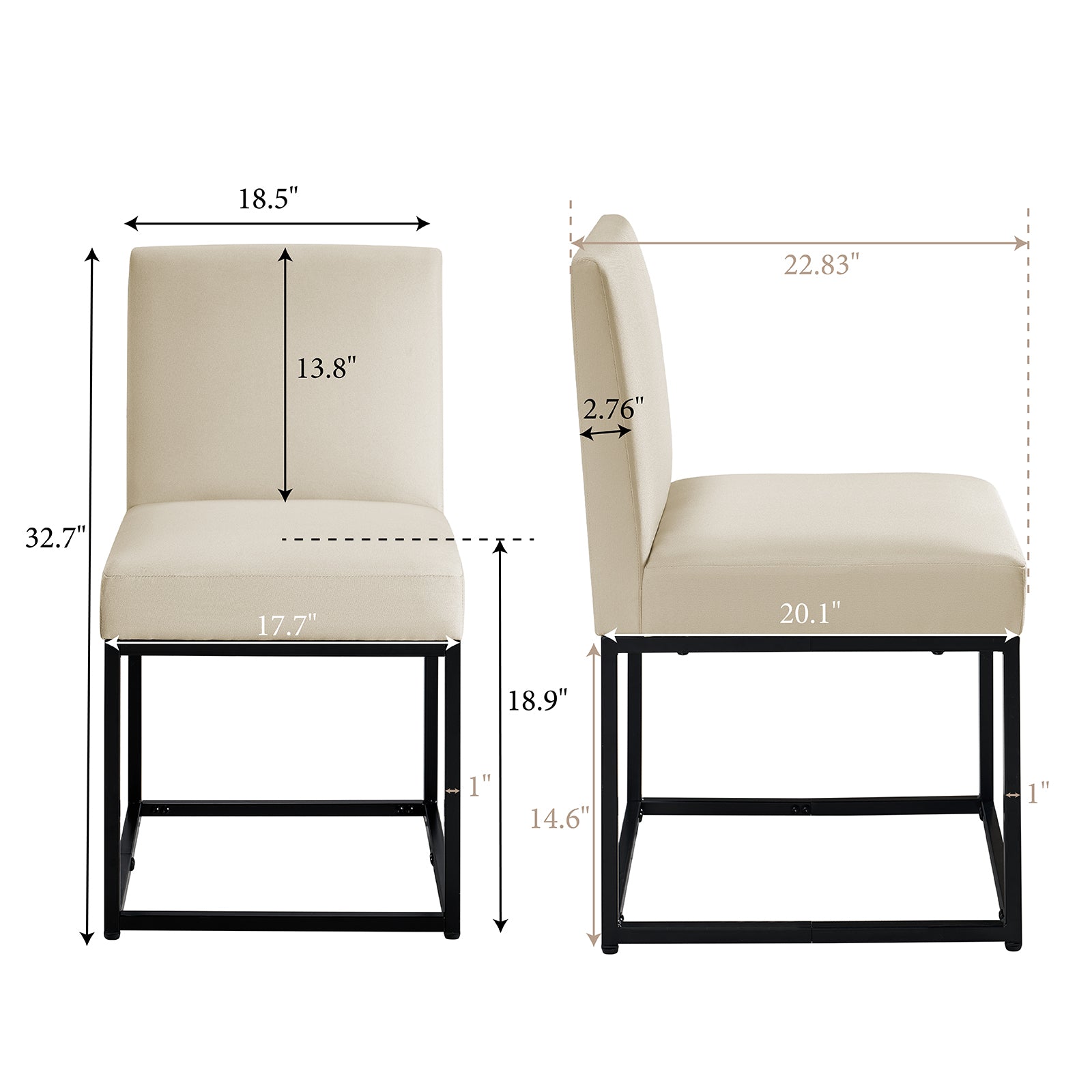 6-Piece Linen Dining Chairs Set - Beige